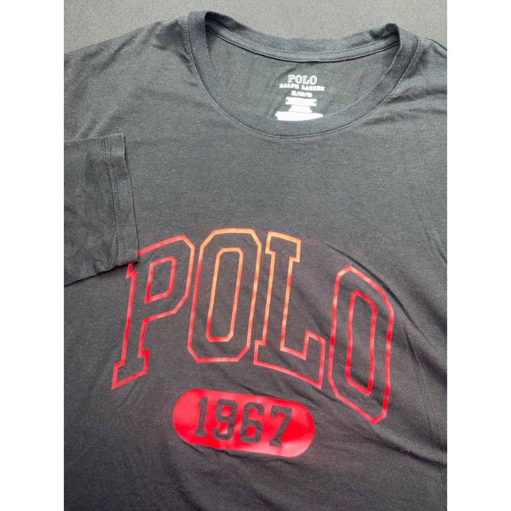 Polo Ralph Lauren Mens Black Red Graphic Long Sleeve T-Shirt XL 1967 Logo